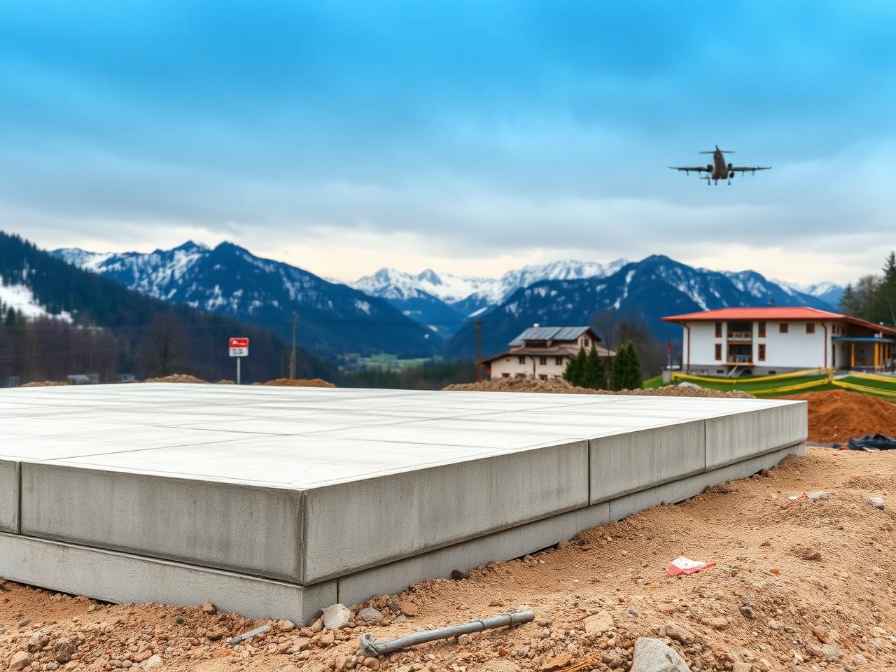 Bodenplatte einer Baustelle