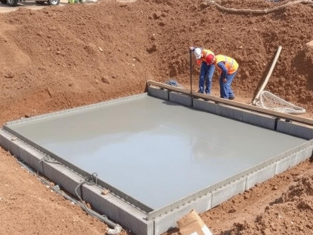 Bodenplatte einer Baustelle